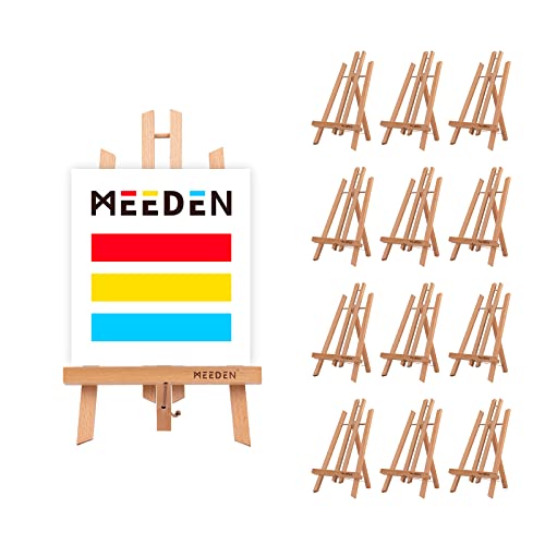 MEEDEN 12 Pack 16 Inch Tabletop Easels, Beech Wood Display Easel, Easel Stand for Painting,Tripod, Painting Party Easel, Kids Student Desktop Easel