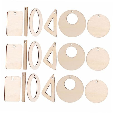 KALLORY 60pcs DIY Earrings Wood Earring Base Dangle Earrings Wood Charms Natural Wood Pendants Earring Making Supplies Kit Unfinished Natural Wood KALLORY