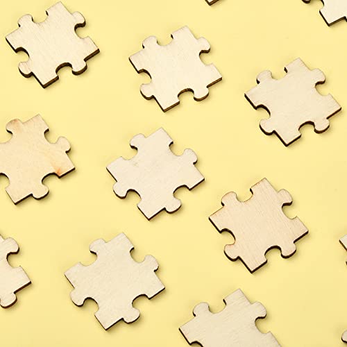 KitBeads 100pcs Random Blank Wooden Puzzle Pieces Laser Cut Unfinished Wood Ornaments Puzzle Shape Wooden Embellishments for Crafts Home Decorations KitBeads