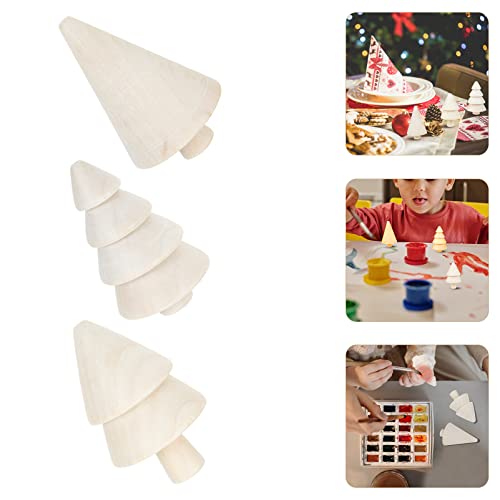 TEHAUX Unfinished Wood Christmas Tree 9pcs Wooden Christmas Trees to Paint Blank Wooden Peg Dolls Xmas Tree DIY Crafts Wooden Puppet Blank Figurines TEHAUX