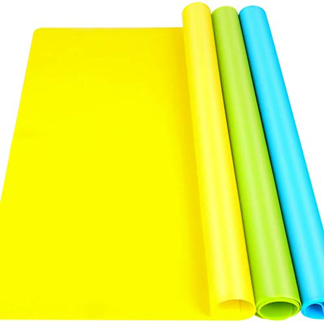 LEOBRO Silicone Mat, 3 PCS Silicone Mats for Crafts, Playdough Mat, Silicone Craft Mat for Resin Molds, Clay Mat, Nonstick Silicone Sheet Mat for LEOBRO