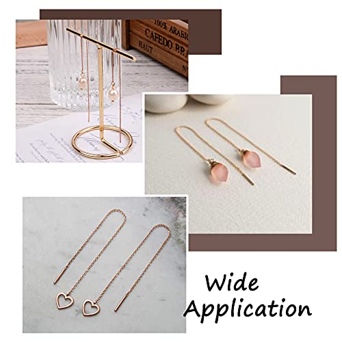 Craftdady 10 Pairs Rose Gold Ear Threads Long Box Chain Dangle Bar Threader Earrings Pierced Dangling Drop Stud Earrings with Loop 3.93" Craftdady