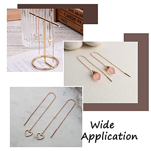 Craftdady 10 Pairs Rose Gold Ear Threads Long Box Chain Dangle Bar Threader Earrings Pierced Dangling Drop Stud Earrings with Loop 3.93" - WoodArtSupply