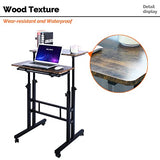AIZ Double Adjustable Computer Desk Home Office Workstation with Rolling Wheels, Portable Laptop Table for Standing or Sitting, Adults or AIZ
