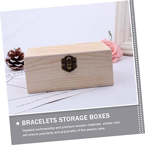 TEHAUX Box Box Wooden Box Unfinished Wood Crates Jewelry Organizer Tray Jewelry Storage Wood Jewelry Case Desk Topper Table Woodsy Decor Wooden TEHAUX