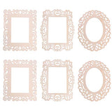 Healifty 6pcs Hollow Window Grille Pendant Wood Mirror Shape Cutout Blank Wood Cutout Blank Wood Ornament Home Decor Mini Craft Unfinished Wooden Healifty