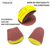 VOLSIVE 6 Inch Hand Sanding Blocks Rectangle and Mouse-Shaped Hook for Woodworking Hook Backing Sandpaper Holder for Furniture （5 Packs） VOLSIVE