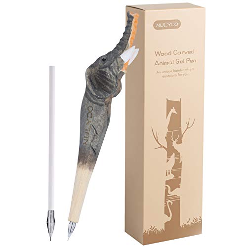 NULYDO 100% Handmade Wood Carved Animal Gel Pen | Elephant, Cute Stationary School Supply Office Supply, Fun Pen Novelty Writing Pen, Unique Gift Pen NULYDO