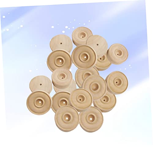 TEHAUX 25pcs Unfinished Round Blank Wood Crafts Supplies DIY Accessories Unfinished Wood Wheels Homemade Ornaments Crafts Wood Wheel Round Wheels - WoodArtSupply