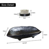 WANDIC Flower Arranging Supplies, Boat Shaped Ceramic Ikebana vases with 4cm Round Flower Frog for Ikebana Floral Arrangement Art Home Decoration, WANDIC