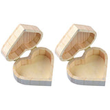 Healifty 2pcs Box Wooden Box Valentines Day Heart Wood Block Necklace Storage Heart- Shaped Wooden Things to Paint Kids Jewelry Organizer Gift Healifty