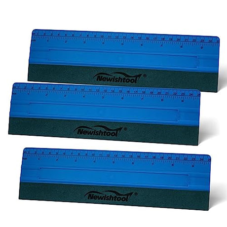 NEWISHTOOL Vinyl Wrap Squeegee for Vinyl, Big Size Wallpaper Smoothing Squeegee, 3 Pack 25CM Decals Squeegee with Ruler & Micro Suede Felt Edge for NEWISHTOOL