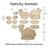 Christmas Peg Doll and Animal Nativity Set - Mary, Joseph, Angel, Shepherd, 3 Wise Men - Camel, Cow, Donkey, Sheep - DIY Color Your Own Wood Craft - Pegsies