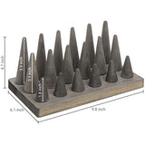 MyGift Vintage Gray Wood Ring Holder for Jewelry Tray, 18-Cone Organizer Peg Board Hand Ring Holder MyGift