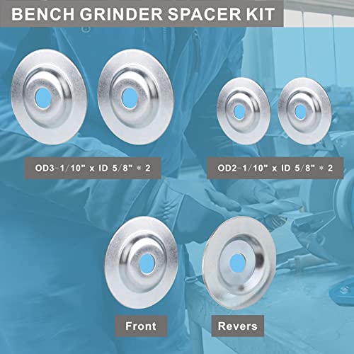 Motcoda OD3-1/10'' x ID 5/8'' 1 Set &OD2-1/10'' x ID 1/2'' 1 Set Bench Grinder Arbor Washer/Flange for Grinding polishing Wire Wheel Buffing Motcoda