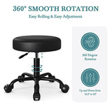 HOOMIC Rolling Stool Swivel Salon Shop Stool Chair Adjustable Drafting Stool Massage Spa Stool with PU Leather Cushioned in Black… HOOMIC