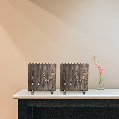 Ikee Design Set of 2 Wood Necklace Jewelry Display Stand for 8 Necklaces, Necklace Display Holder, Wood Plank Necklace Display Stand, Coffee Color Ikee Design