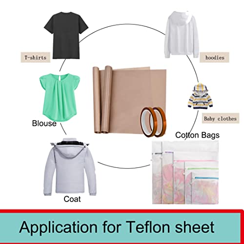 Teflon Sheet for Heat Press T Shirt Teflon Paper Heat Tape for Sublimation Heat Resistant Transfer Tape 1 Set T Shirt Alignment Ruler Guide to Center