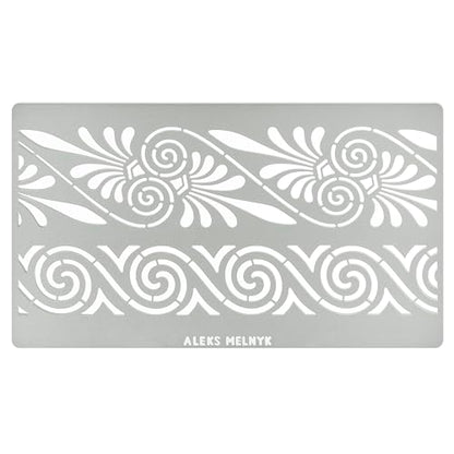 Aleks Melnyk No.332 Metal Stencil, Ancient Greek and Roman Ornament Design, Palmette Motif, Border, Patterns, Small Stencil, 1 PC, Template for Wood - WoodArtSupply