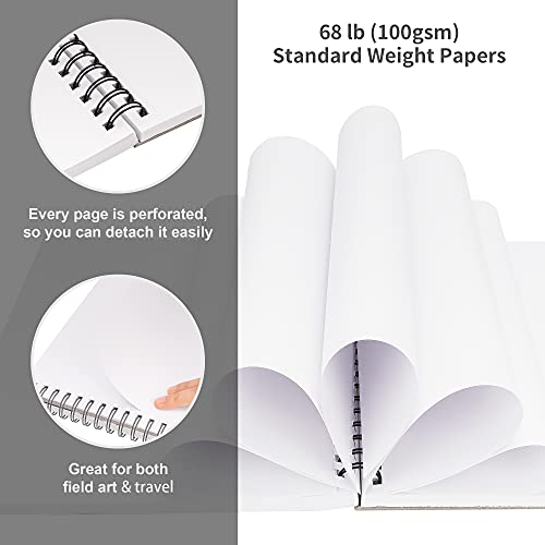 FIXSMITH 9"X12" Sketch Book | 400 Sheets (68 lb/100gsm) Sketchbook| 4 Pack (100 Sheets Each) |Acid Free Drawing Paper | Spiral Bound Sketchpad for FIXSMITH