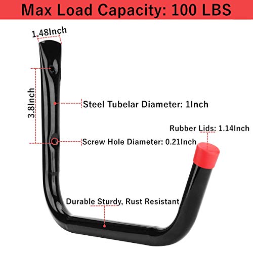 Vahodegn Heavy Duty Garage Storage Hooks,15Inch Jumbo Arm Kayak Wall Hangers 100 LB Capacity, Steel Canoe Rack for Outdoor or Indoor Vahodegn