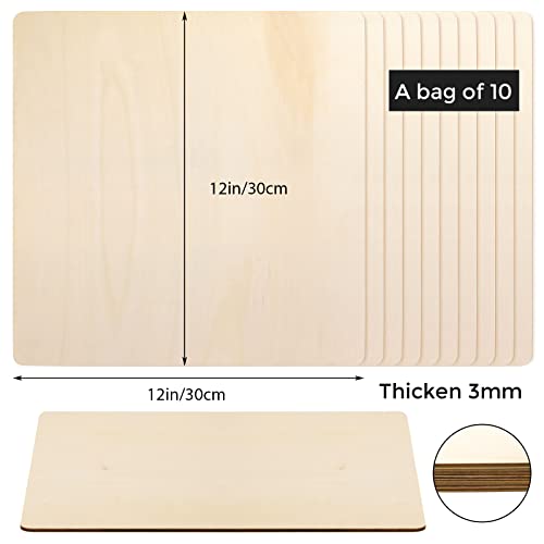  Basswood Sheets for Crafts 1/8 inch, 3mm Plywood Sheets for  Laser Cutting, Wood Burning, Architectural Models, Drawing - 10 Pack Bass  Wood 12 x 12 inch (SS Custom Products)