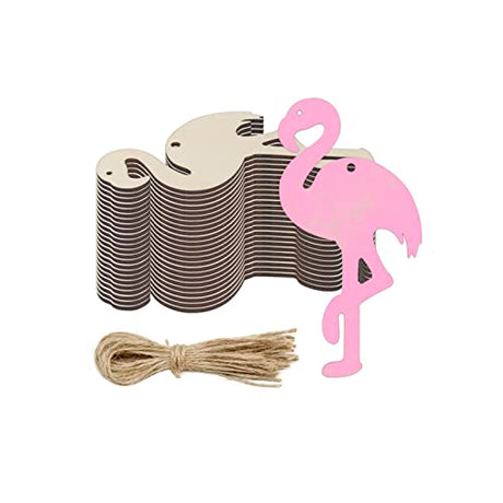 20pcs Flamingo Shape Unfinished Wood Cutouts DIY Crafts Blank Flamingo Wooden Ornaments for Summer Hawaii Luau Theme Party Decoration JANOU