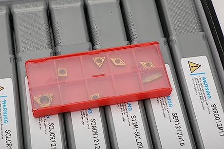 JOOGTO Indexable Lathe Turning Tool 21Pcs Kit 1/2'' 12mm Shank 7 Pcs Metal Lathe Tool Holder Set for Turning Grooving Threading Boring with 14 Pcs Joogto