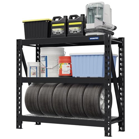 WORKPRO 3-Tier Metal Garage Shelving Unit, Heavy Duty Storage Utility Rack, 50”W x 18”D x 47”H, 5400 LBS Load Capacity, Industrial Steel Shelf with WORKPRO