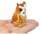 Selsela Great Horned Owl Keychain Ring Hook Clip Charm Farm Bird Miniature Wood Mini Figurine Small Animal Selsela