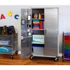 Seville Classics UltraHD Solid Steel Rolling Lockable Metal Storage Cabinet Locker Organizer w/Adjustable Shelves for Garage, Warehouse, Office, - WoodArtSupply