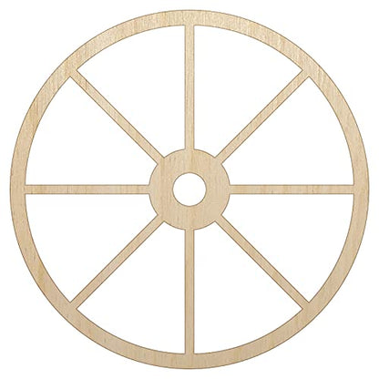 Wagon Wheel Solid Unfinished Wood Shape Piece Cutout for DIY Craft Projects - 1/4 Inch Thick - 4.70 Inch Size - WoodArtSupply