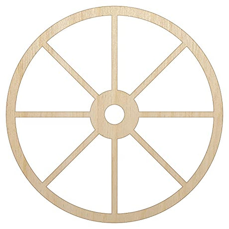 Wagon Wheel Solid Unfinished Wood Shape Piece Cutout for DIY Craft Projects - 1/4 Inch Thick - 4.70 Inch Size Sniggle Sloth