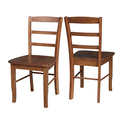 IC International Concepts International Concepts Set of 2 Madrid Ladderback Chairs, Distressed Oak