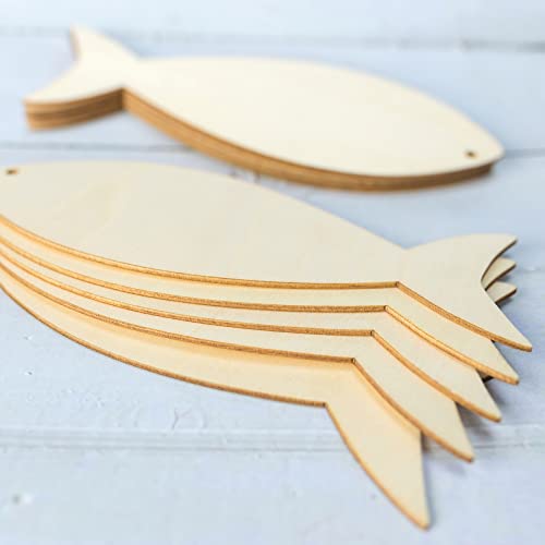 Fish Wood Craft Sea Fish Shape Unfinished Wood DIY Craft Ornament for Wedding Birthday Thanksgiving Party Sea Theme Party Decoration 10Pack Lamantery