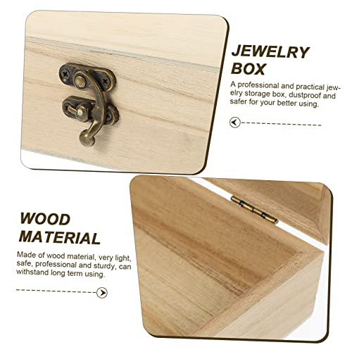 COHEALI 2pcs Box Blank Storage Box Makeup Case Organizer Earring Organizer Box Jewelry Organizer Clear Wooden Jewelry Case Unfinished Wood Box Wooden COHEALI