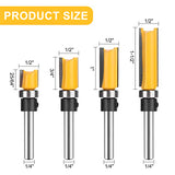 UTRUSTTO Pattern Flush Trim Router Bits 1/4 Inch Shank, Bottom Bearing Flush Trim Router bit Set, Cutting Diameter: 1/2", Cutting Height Respectively UTRUSTTO