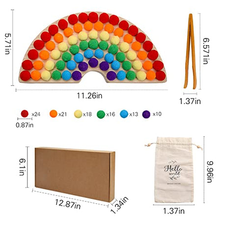 ibwaae Wooden Peg Board Beads Game Color Sorting Toys Counting Matching Game Bead Counting Fine Motor Skill Montessori Toys for Toddlers (Rainbow) ibwaae