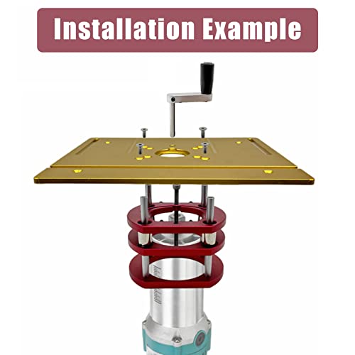 Router Lift Base, 4 Jaw Clamping Router Table Lifting System Base Woodworking Engraving DIY Tools for 64-66mm Diameter Motors Luqeeg