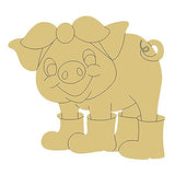 Pig Design by Lines Cutout Unfinished Wood Nursery Kids Room Paint Party Everyday Door Hanger MDF Shape Canvas Style 8 Art 1 (18") Diverse Woodworking