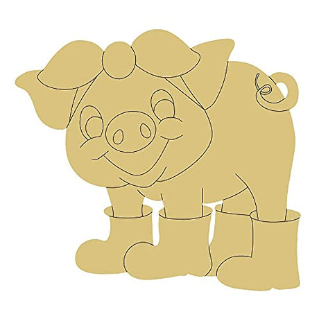 Pig Design by Lines Cutout Unfinished Wood Nursery Kids Room Paint Party Everyday Door Hanger MDF Shape Canvas Style 8 Art 1 (24") Diverse Woodworking