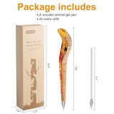 NULYDO Cobra Snake Pen, 100% Handmade Wood Carved Animal Gel Pen, Snake Gift Ideas for Kids Girls Boys Women & Men, Cute Pens School Writing Office NULYDO