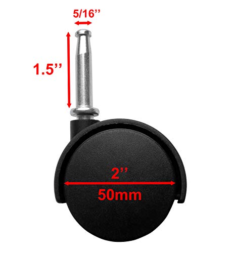2-Inch Stem Caster Wheels, Stem 8 x 38mm or 5/16-Inch Diameter and 1.5 inch Long - Set of 5 MySit