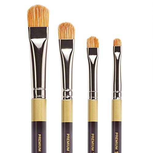 KINGART B-095 Premium 4 pc. Original Gold 9247 Series Crescent Filbert Blender Brush Set, Synthetic Bristle/Taklon for Acrylic and Oil Paint, Short KINGART