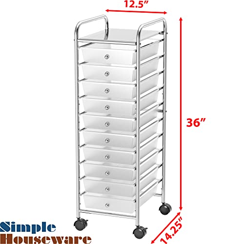 SimpleHouseware Utility Cart with 10 Drawers Rolling Storage Art Craft Organizer on Wheels, Metal Simple Houseware
