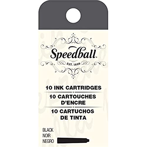 Speedball 002905 Fountain Pen Ink Cartridges Set - Cartridges for Speedball Fountain Pens -10 Black Cartridges Speedball