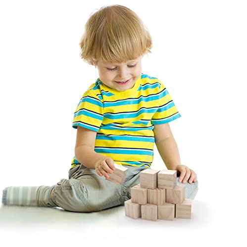 Unfinished Wooden Blocks for Crafts 1.5 inch 10PCS Natural Solid Wood Blocks for Crafting, Blank Wooden Square Blocks Large Wood Cubes for Baby Coowayze