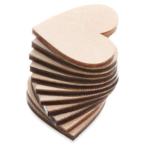 200 Pieces Wood Heart Cutouts Wooden Heart Slices Wooden Tree Pieces for Art Craft Embellishments Ornaments Decoration for Wedding Valentine Crafts Tatuo