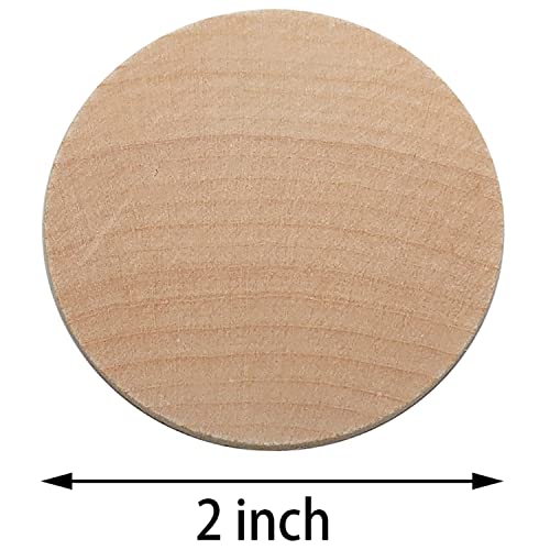 2 Inch Natural Wood Slices Unfinished Round Wood Coins for DIY Arts & Crafts Projects, 100 per Pack - WoodArtSupply