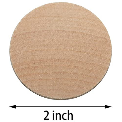 2 Inch Natural Wood Slices Unfinished Round Wood Coins for DIY Arts & Crafts Projects, 100 per Pack - WoodArtSupply